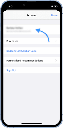 In the menu that opens, click on the name of your account.