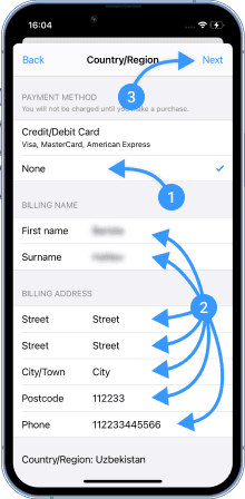 Choose "none" as the payment method, and enter random data below in the fields "street", "city" and "phone" (even an arbitrary set of characters will do)