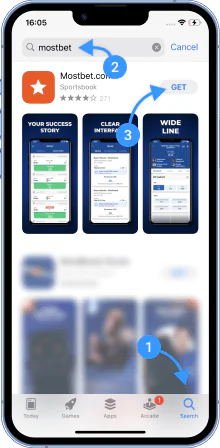 In the search field, write "mostbet", and install the application.