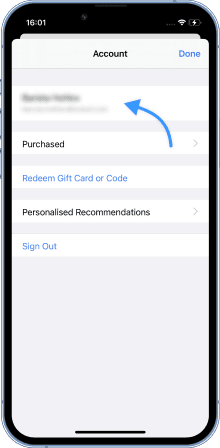 In the menu that opens, click on the name of your account.