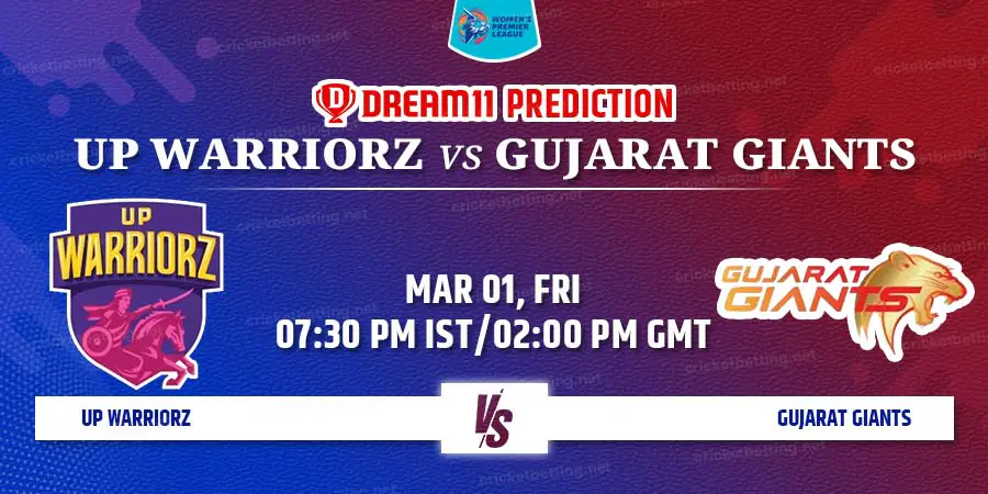 Women's Premier League 2024 - UP-W vs GUJ-W Dream11 Today Best Team Prediction, Fantasy Tips, Top Picks, Playing 11, Captain, Vice Captain, Player Stats, Pitch Report & Weather Conditions.